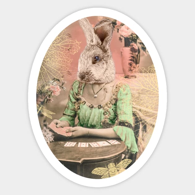 Go Ask Alice White Rabbit pink and mint Sticker by sandpaperdaisy